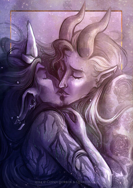 Two demons kissing.
